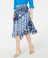 INC Womens New Navy Printed Below The Knee A-Line Casual Skirt Small
